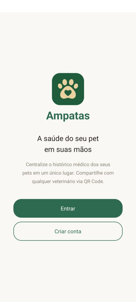 Tela do app Ampatas — histórico do pet