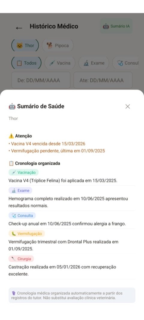 Tela de sumário de saúde gerado por IA no app Ampatas